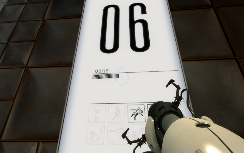 Each level shows you how far you have made it through the 19 test chambers