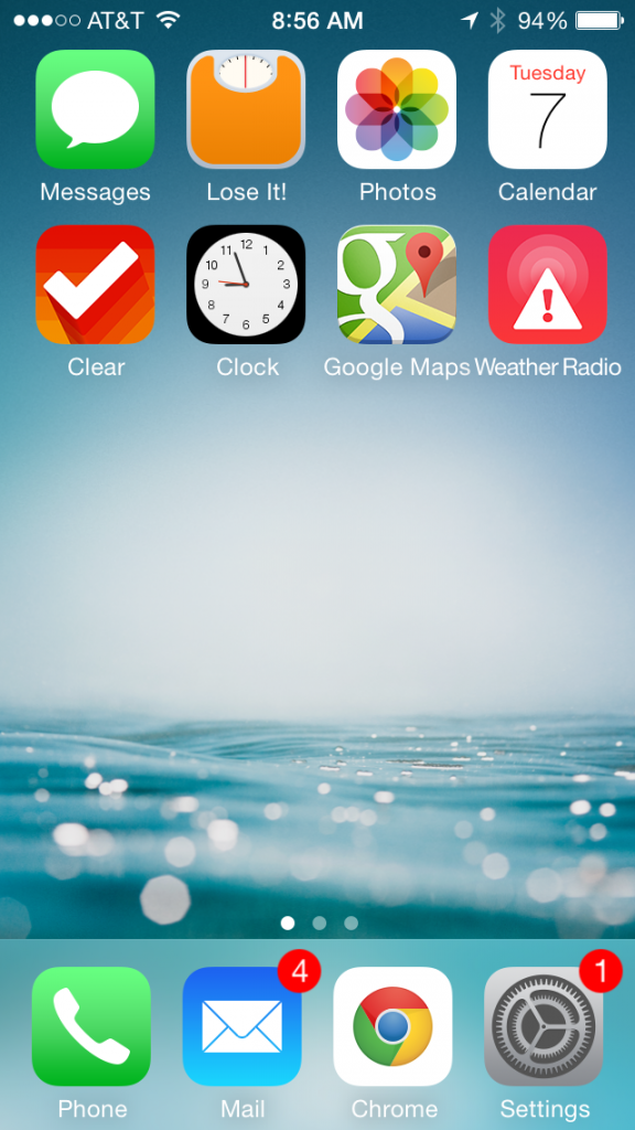 Current Scaled Back iPhone Home Screen